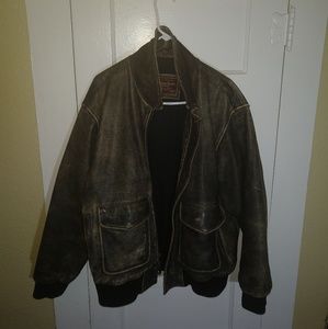 Vintage Leather Bomber Jacket